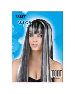 Two toner long hair wig, white-black