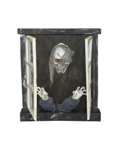 Halloween window, with skull, 72x13x85 cm, grey-brown