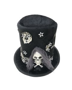 Hat with skull and bones, plastic, 30x27x18 cm, black