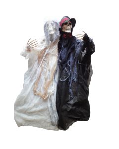 Dhëndri dhe nusja, me varje, plastik-copë, 130x18x170 cm, bardhë-zi