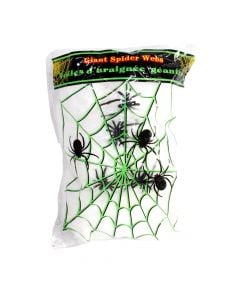Spider web, with 4 spiders, 50 gr, white