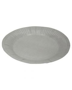 Plate, "Happy party", for birthday, cardboard, 23 cm, silver, 6 pcs