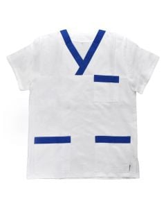 Sanitary apron, "Cassaca", with V collar, polyester, white, M
