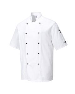 Xhaketë kuzhinieri, "Kent", me kopsa, e bardhë, Mesatare