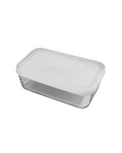 Bowl with Lid 1.7 Lt, Size: 11.2x19.5x7.5 cm, Color: White, Material: Glass+Plastic