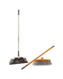 Cleaning broom, "Perfetto Lulu", with stick, polypropilen, 130 cm, orange, grey, 2 pieces