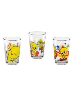 Glass for childrens Tweety set/3, Size: D6.5x10cm, Color: Photo-design, Material: Glass