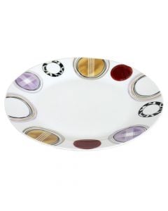 Flat plate, Size: 9 " cm, Color: White / Flowers, Material: Porcelain