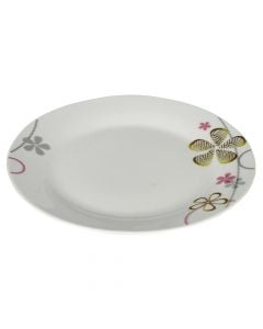 Flat plate, Size: D.9" Color: Flowers Design, Material: Porcelain