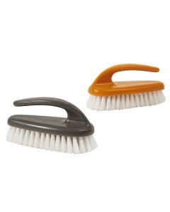 Cleaning brush, "Perfetto",  with handle, plastic, orange-grey