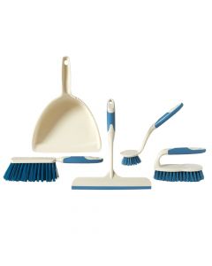 Dustpan Cleaner, "Perfetto", plastic, white-grey, 5 pieces
