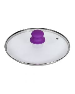 Glass lid, Size: 28cm, Color: Purple / Clear, Material: Glass