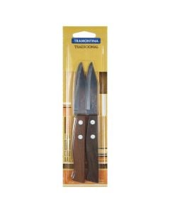 Tramontina Paring knife (Pk 2), Size: 17 cm, Color: Brown, Material: Metal+Wood
