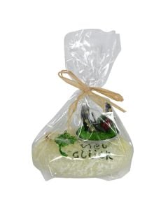 Decorative candle, paraffin, green, dia 9.2xH6 cm