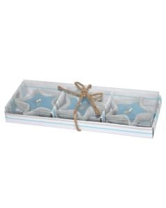 Decorative candle, paraffin, blue, 7x7x2 cm, 3 piece