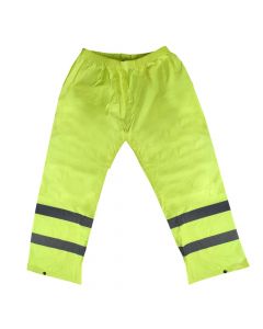 Rain pants striped phosphor Hi-Vis, PVC/polyester, yellow, XL