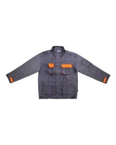 Working jacket with many pockets, TEXO,, cotton/polyester, gray/orange, L
