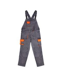 Coveralls working with belts and many pockets, cotton/polyester, gray/orange, L