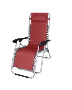 Foldable Sun bed chair, aluminium/textilene, Cherry, 62x142xH120 cm