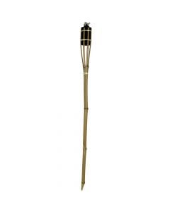 Bamboo torch with metal deposit, Size: 90cm, Color: Natural Material: Bamboo + Metal