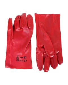 Working gloves, PVC, red, 27 cm