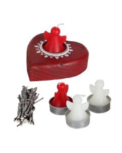 Set seal + 4 + decor candles, Size: 19,5x11,5x6h, Color: White, Material: Paraffin + Ceramic