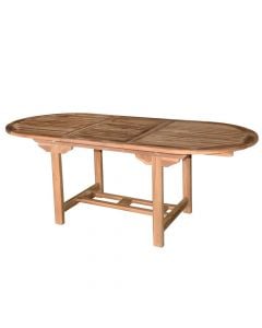 Tavolinë kopshti, dru teak, natyrale, 150/200 x H90 cm