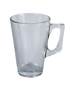 Gotë me dorezë, 250 cc, Pk 2, Dia.7.6 x11.2 cm, (ngjyrë transparente), qelq