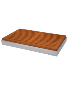 Bread cutting board with st.steel base Square, Size: 50x30 cm, Color: Brown, Material: Steel + Wood