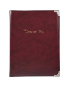 Bugundy praga wine card A4, Size: 25x32 cm, Color: Red, Material: Leather