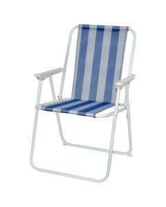 Foldable beach chair, metallic/textilene, blue, 54x44xH75 cm