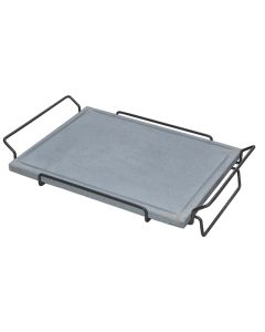 Barbecue basket, "Bistecchiera",volcanic stone, silver, 30x40 cm