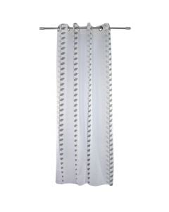 Curtain with rings, polyester, grey, 140x260 cm