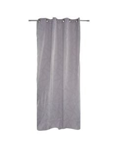 Curtain with rings, polyester, grey, 140x260 cm