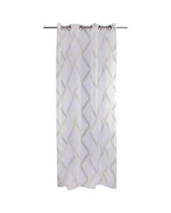 Curtain with rings, polyester, white-green, 140x260 cm