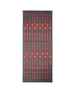 Kitchen rug, Size: 57x140cm, Color: Red/Grey, Material: Polyester