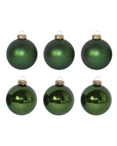Decorative sphere, plastic, green, dia 8 cm, 6 pc