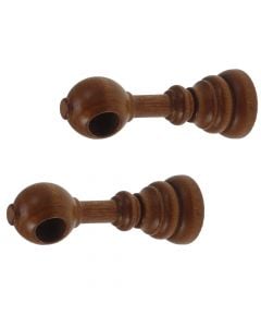 Extensible support for wooden rod, Size: Dia.11mm, Color: Teak, Material: Wood