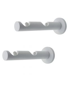 Double support for metalic rod, Size: Dia.20mm, Color: White, Material: Metalic