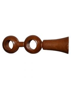 Double suport for wooden rod, Size: Dia.23mm, Color: Teak, Material: Wood