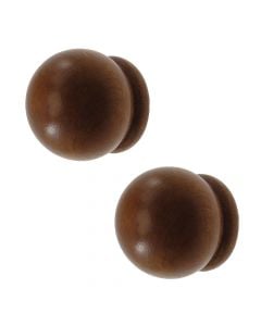 Knobs for wooden rod, PALLA, Size: Dia.28mm, Color: Teak, Material: Wooden