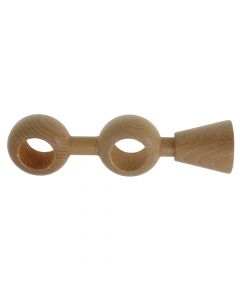 Double suport for wooden rod, Size: Dia.28mm, Color: Natural, Material: Wood