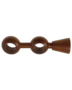 Double suport for wooden rod, Size: Dia.28mm, Color: Teak, Material: Wood