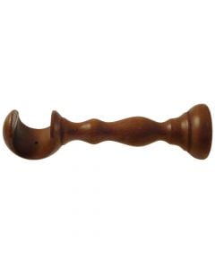 Oppen suport for wooden rod, Size: Dia.23x18mm, Color: Teak, Material: Wood