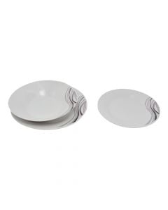 Set of plates (18pc), Porcelain, White/Design, 23x20x19cm