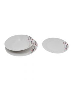 Set of plates (18pc), Porcelain, White/Design, 23x20x19cm
