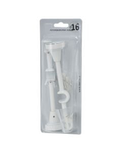 Double support for metallic rod, Size: Dia 16mm/18.5cm, Color: White, Material: Metallic