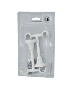Double support for metallic rod, Size: Dia 16mm/9x12cm, Color: White, Material: Metallic