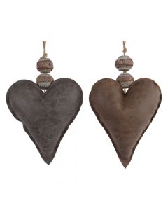 Decorative heart, PU leather, assorted,18x20x6 cm