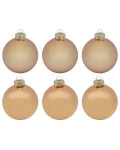 Decorative sphere, glass, gold, dia 8 cm, 6 pc